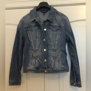 White House Black Market Grommet Trucker Denim Jacket Size L